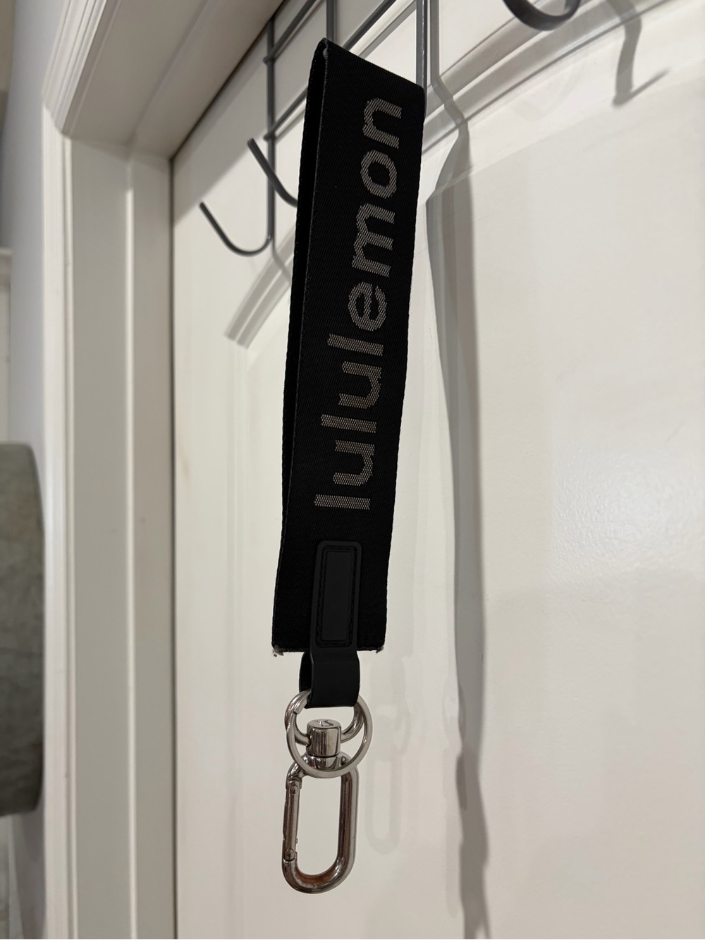 lululemon athletica Black and Silver Branded Key Lanyard
